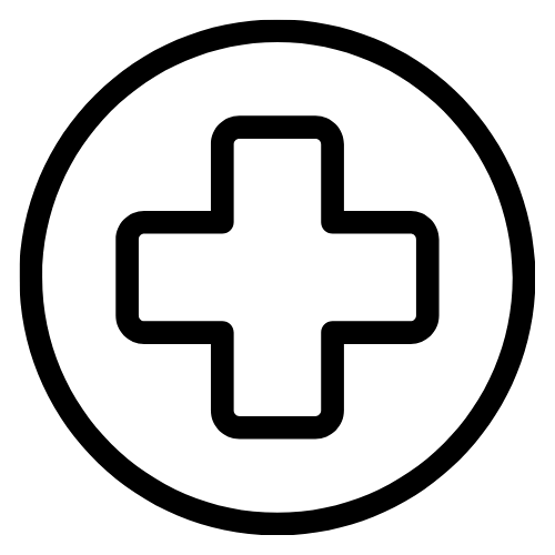 black healthcare cross in a circle